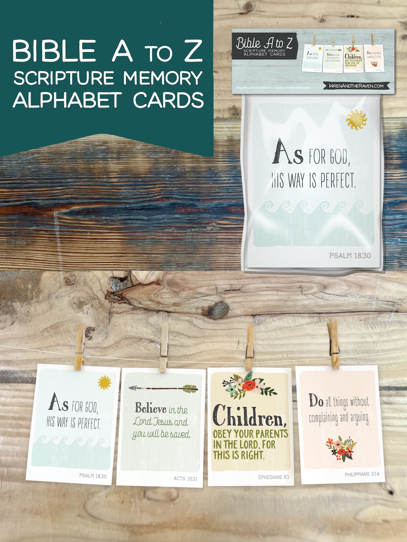 Bible A to Z Scripture Memory Alphabet Cards