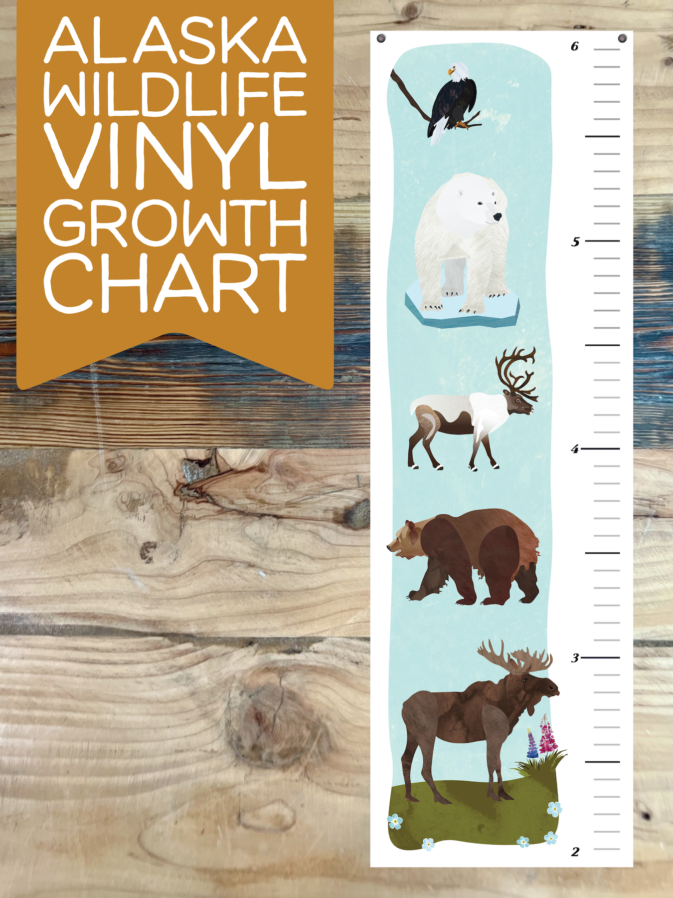 Alaska Wildlife Vinyl Growth Chart