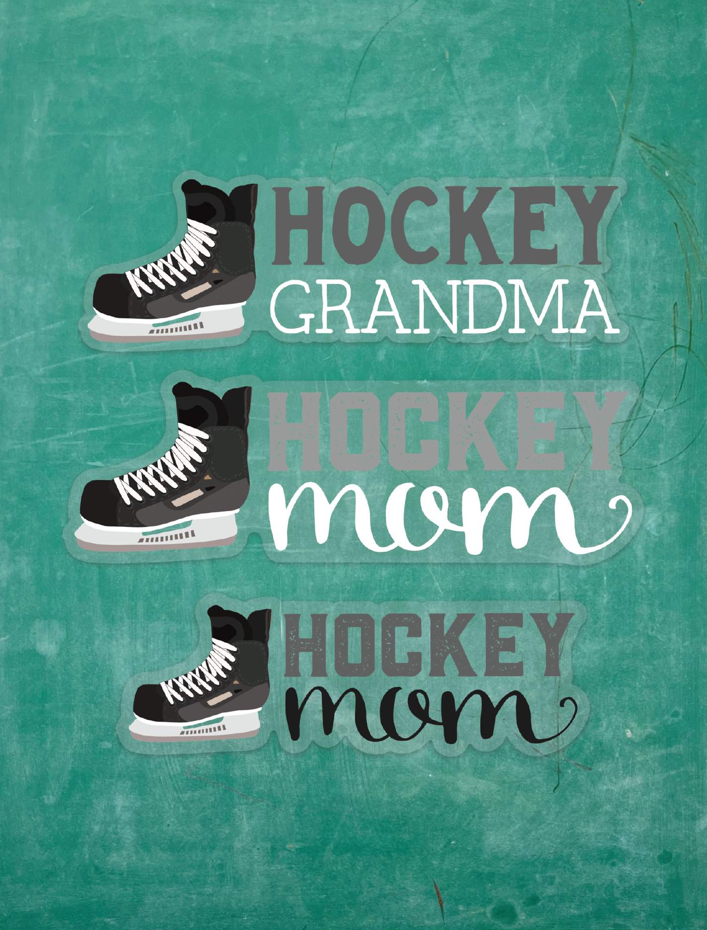 Hockey Mom (dark and light) & Hockey Grandma - Vinyl Stickers